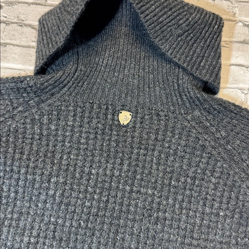 Kuhl womens XL charcoal gray waffle knit turtleneck pullover sweater EUC
